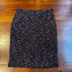 Ann Taylor Burgundy,‎ Black and Cream Tweed Pencil Skirt. 12 Petite